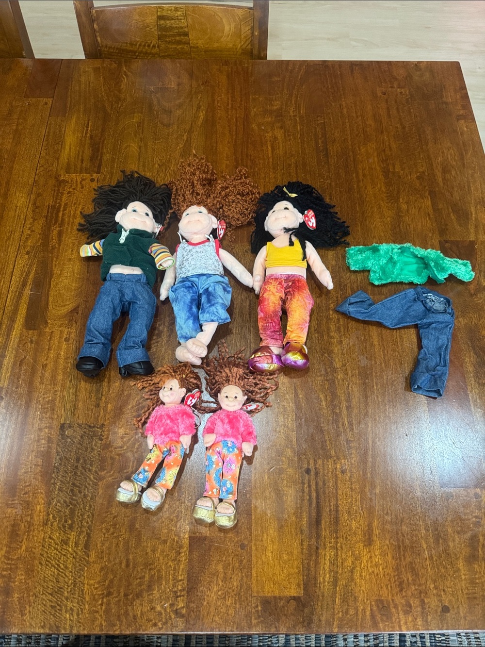 Y2K Lot of 5 TY Beanie Boppers and Teenie Beanie Boppers w/ extra outfit